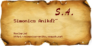 Simonics Anikó névjegykártya