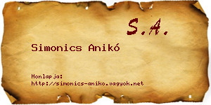 Simonics Anikó névjegykártya
